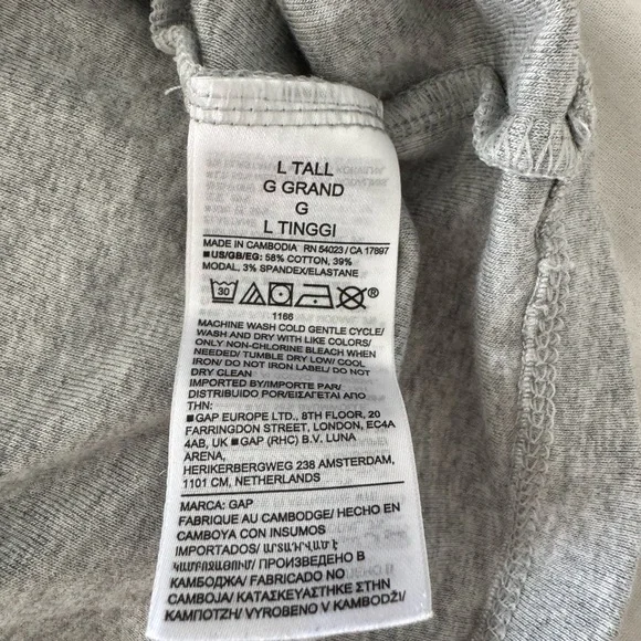 Gap Long Sleeve Modern Boatneck Tee Heather Grey L Tall - Picture 4 of 4